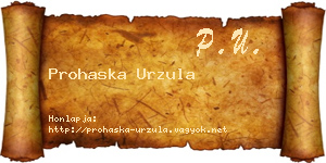Prohaska Urzula névjegykártya